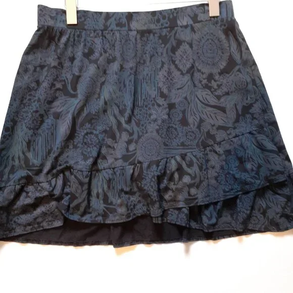Fresh Produce Supima Cotton Blend Skort with Ruffle Hem Floral   Black Size L - Picture 7 of 11